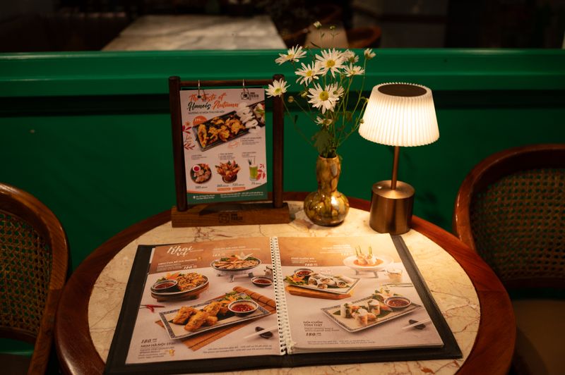 Inside the Taco Time restaurant dining area